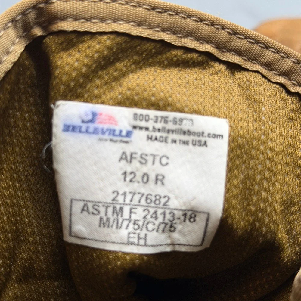 Belleville AFSTC Coyote Brown Steel Toe Military Flight Boots Mens 12R USA Made